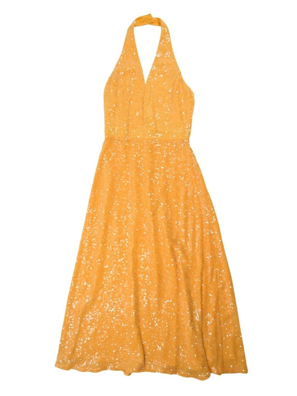 Markarian Valerie Sequined Crepe Halterneck Midi Dress in Orange
